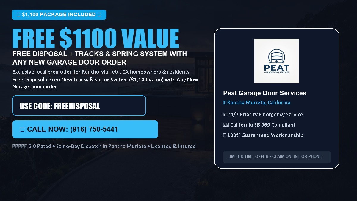 Free Disposal + Free New Tracks & Spring System with Any New Garage Door Order ($1100 Value) in Rancho Murieta, CA